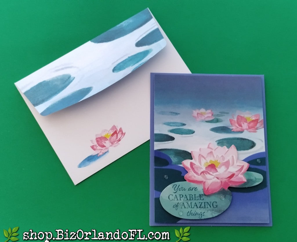 ALL OCCASION: You Are Capable Of Amazing Things / Lotus Flower Handcrafted Greeting Card by Kathryn McHenry