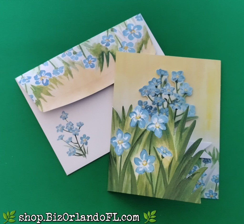 ALL OCCASION: Your Friendship Is Unforgettable / Forget-Me-Not Flower Handcrafted Greeting Card by Kathryn McHenry