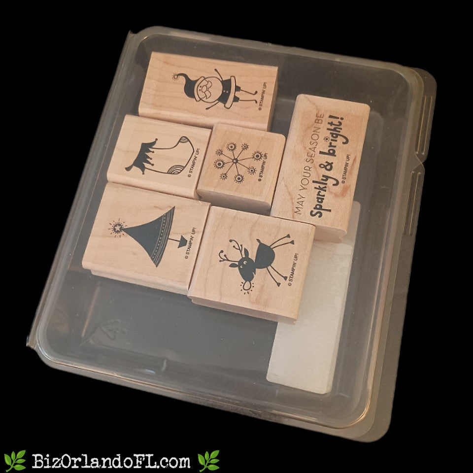 ARTS AND CRAFT SUPPLIES: Sparkly & Bright Retired Wooden Stamp Set (Stampin' Up!)
