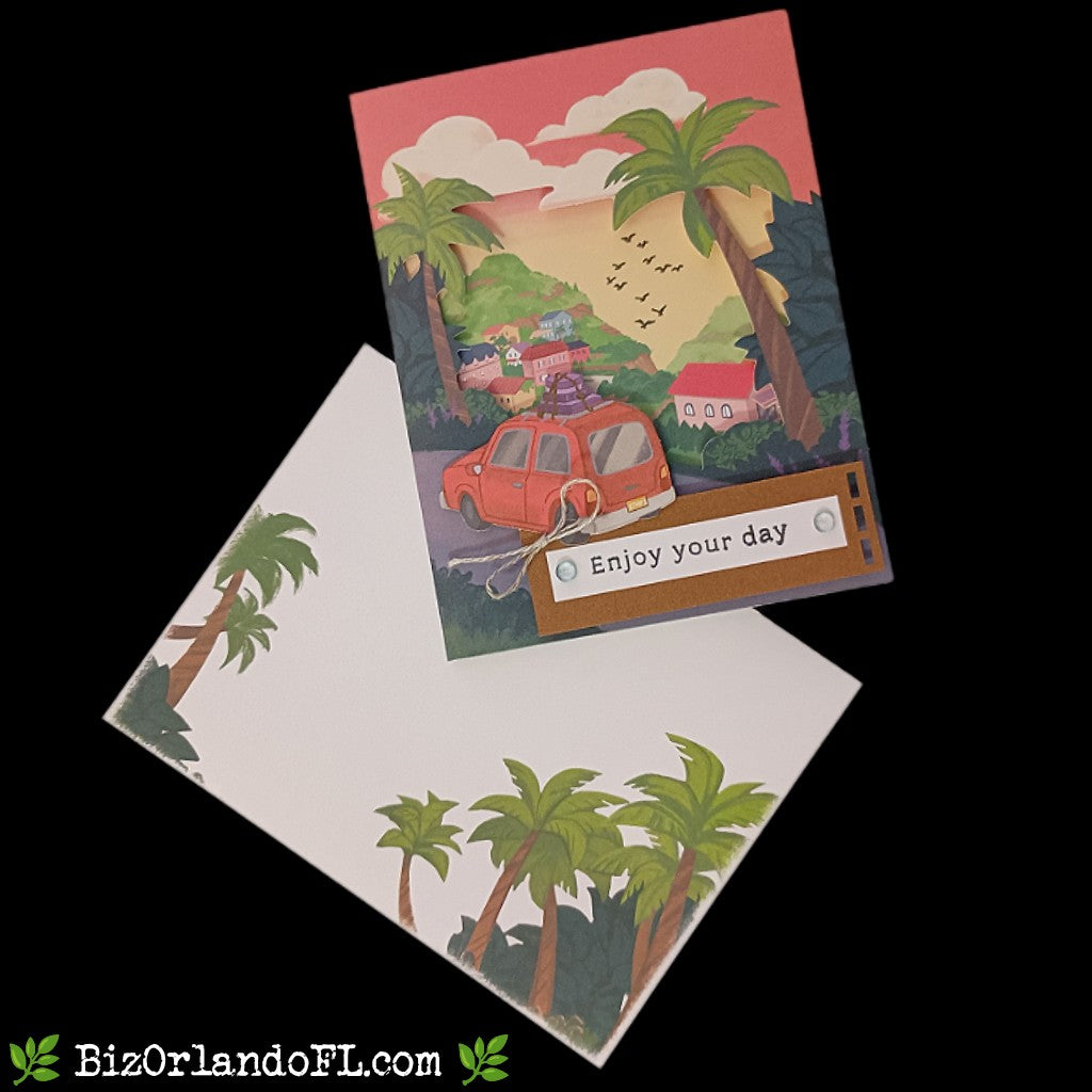 HELLO: Enjoy Your Day Handcrafted Greeting Card By Kathryn McHenry