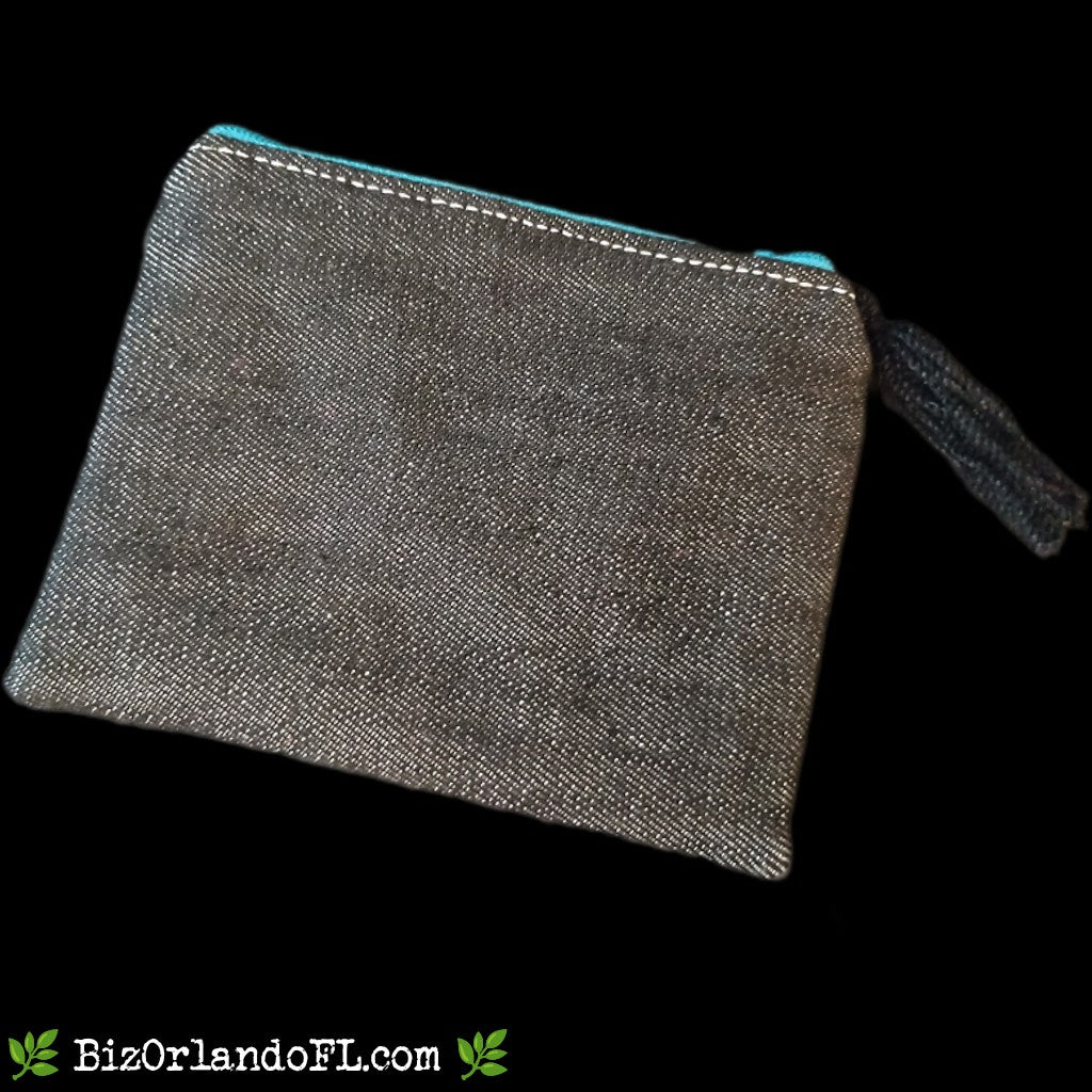 BOUTIQUE: Watercolor Design Coin Purse Small (Turquoise Floral Interior)