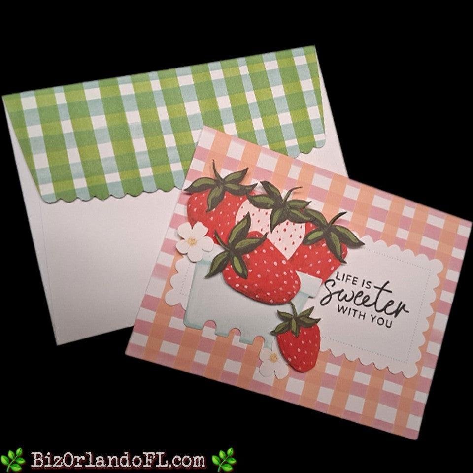 LOVE: Life Is Sweeter With You Handmade Greeting Card by Kathryn McHenry