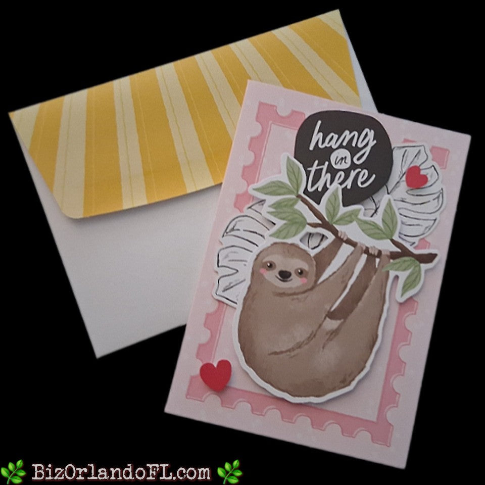 ENCOURAGEMENT: Hang In There Handcrafted Greeting Card by Kathryn McHenry