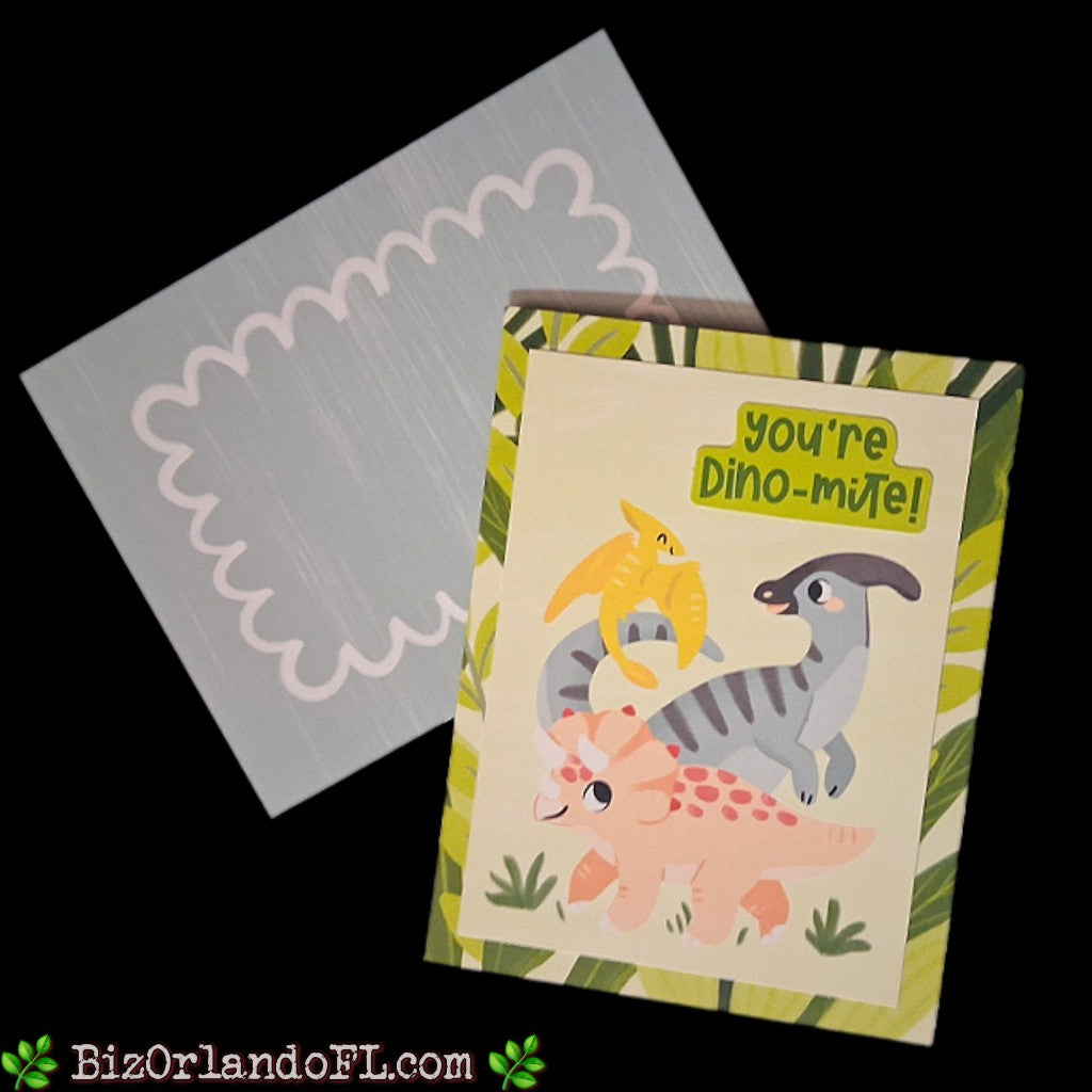 FRIENDSHIP: You're Dino-Mite Handcrafted Greeting Card by Kathryn McHenry (Pop-Up Card)