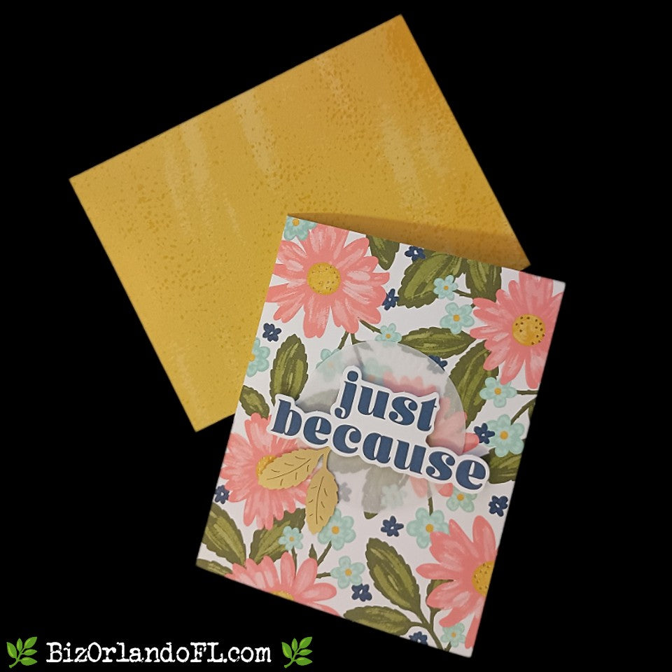 HELLO: Just Because Handcrafted Greeting Card by Kathryn McHenry
