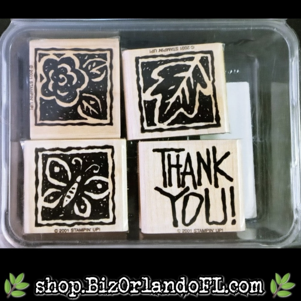 ARTS AND CRAFT SUPPLIES: STAMPS: Thank You Blocks Retired Wooden Stamp Set (Stampin' Up!)