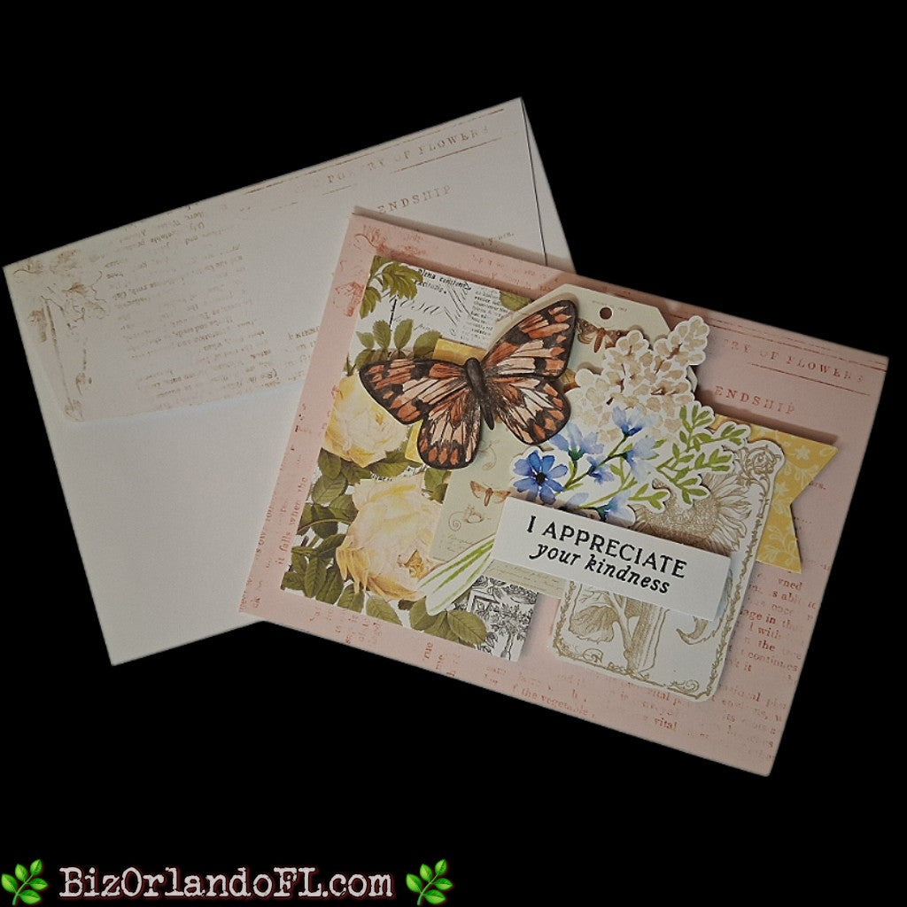 THANK YOU: I Appreciate Your Kindness Handcrafted Greeting Card by Kathryn McHenry