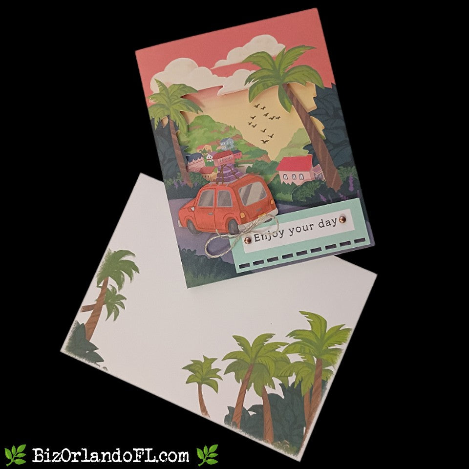 HELLO: Enjoy Your Day Handcrafted Greeting Card By Kathryn McHenry