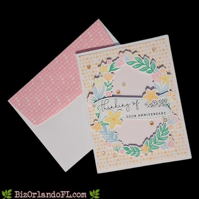 ANNIVERSARY: Thinking Of Your Anniversary Handcrafted Greeting Card by Kathryn McHenry