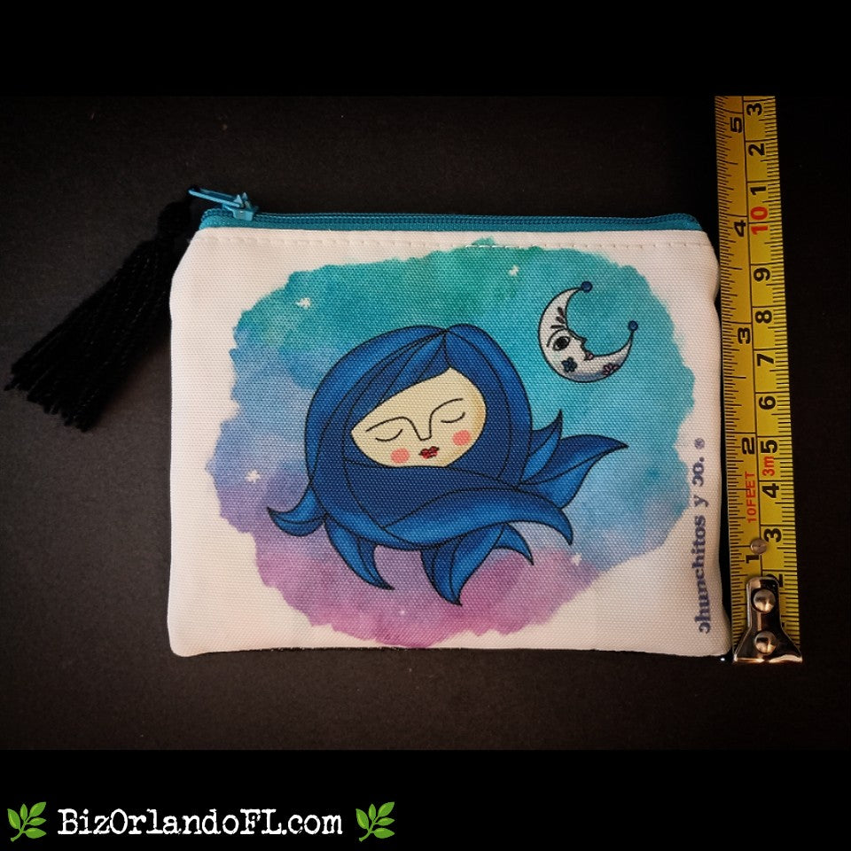 BOUTIQUE: Watercolor Design Coin Purse Small (Turquoise Floral Interior)