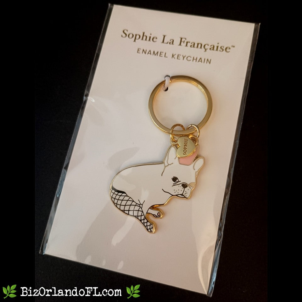BOUTIQUE: French Bulldog / Frenchie Crown Fishnets Enamel Keychain