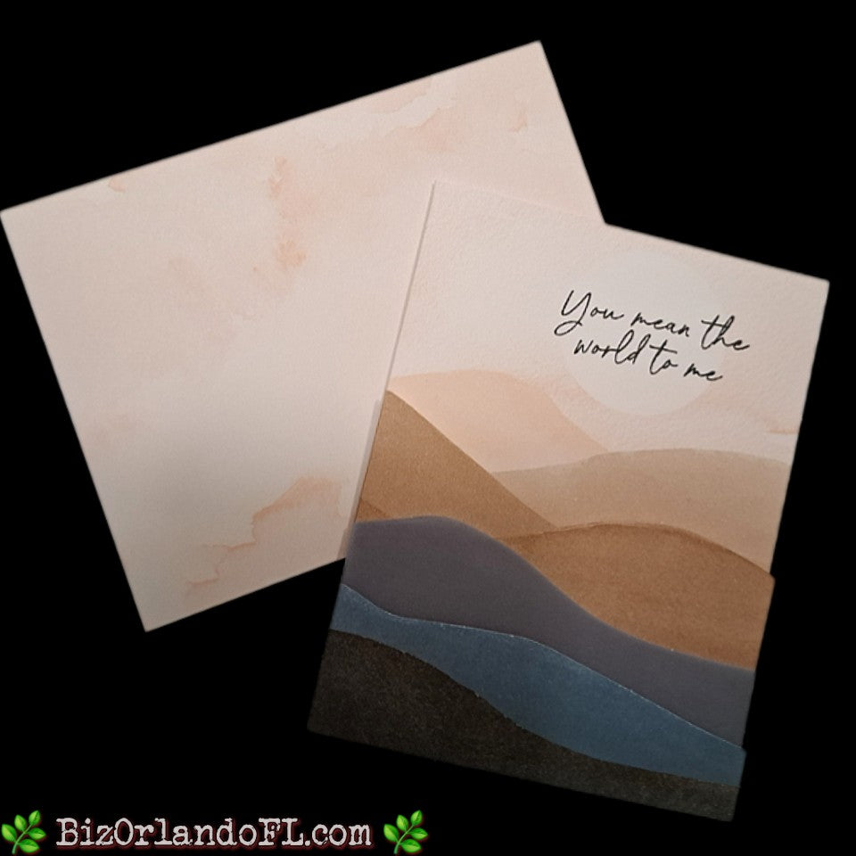 ENCOURAGEMENT: You Mean The World To Me Handcrafted Greeting Card by Kathryn McHenry