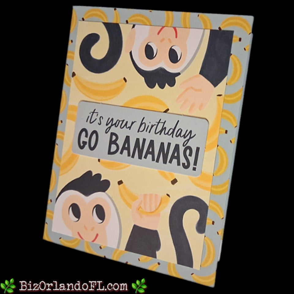 BIRTHDAY: It's Your Birthday -- GO BANANAS! Handcrafted Greeting Card by Kathryn McHenry (Pop-Up Card)