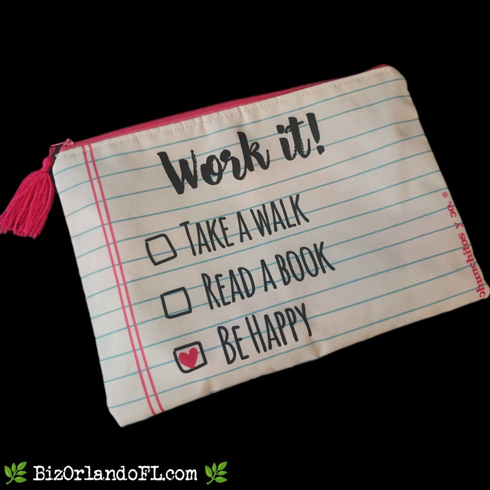 BOUTIQUE: Work It! Take A Walk / Read A Book / Be Happy Pencil Bag / Pouch