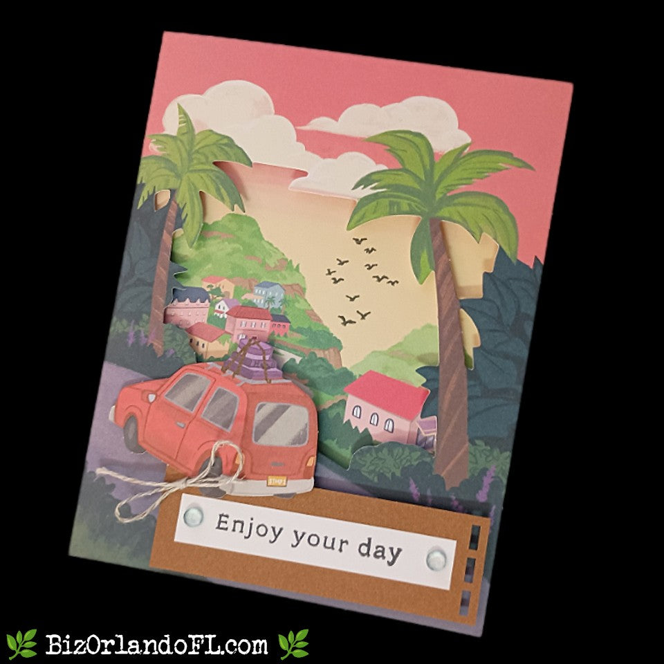 HELLO: Enjoy Your Day Handcrafted Greeting Card By Kathryn McHenry