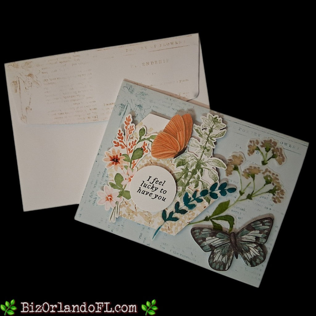 LOVE: I Feel Lucky To Have You Handmade Greeting Card by Kathryn McHenry