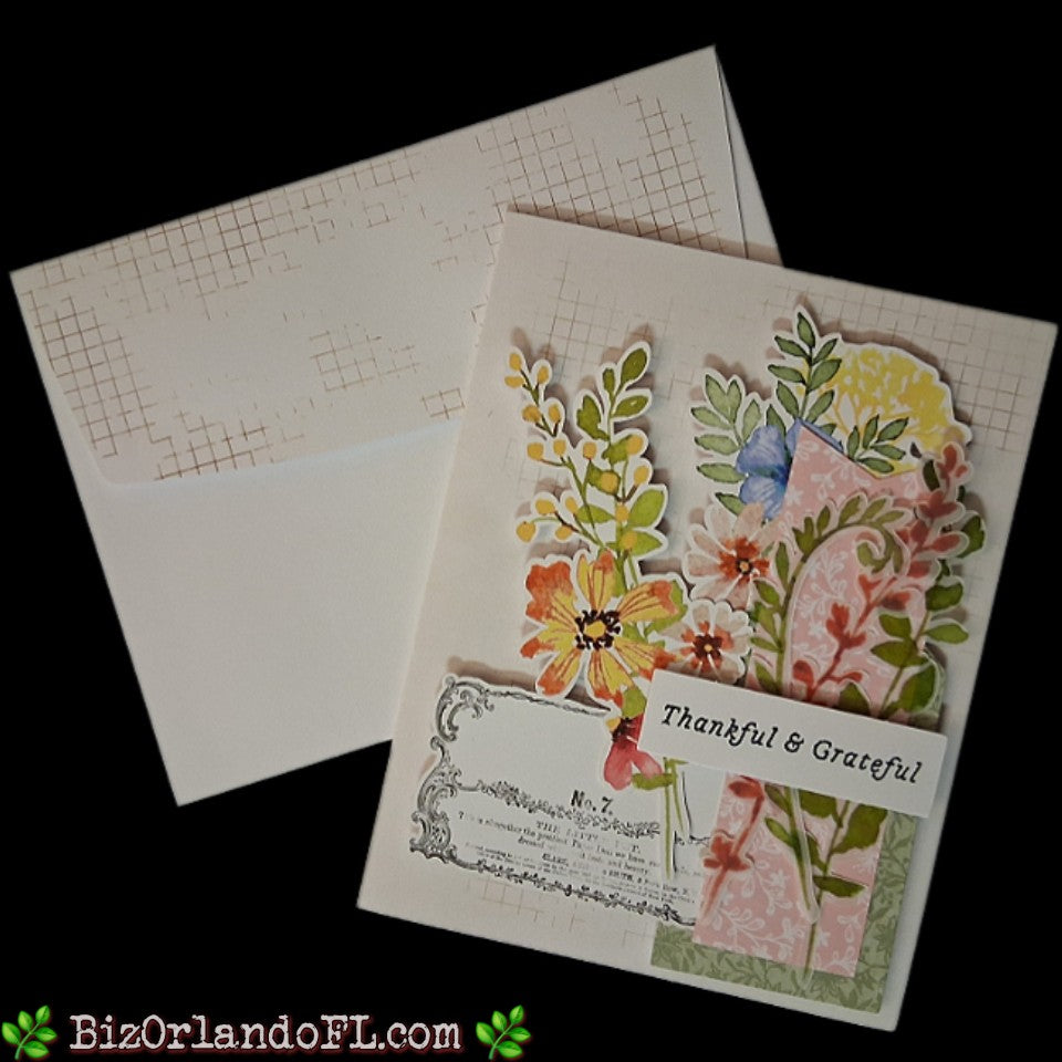 THANK YOU: Thankful & Grateful Handmade Greeting Card by Kathryn McHenry