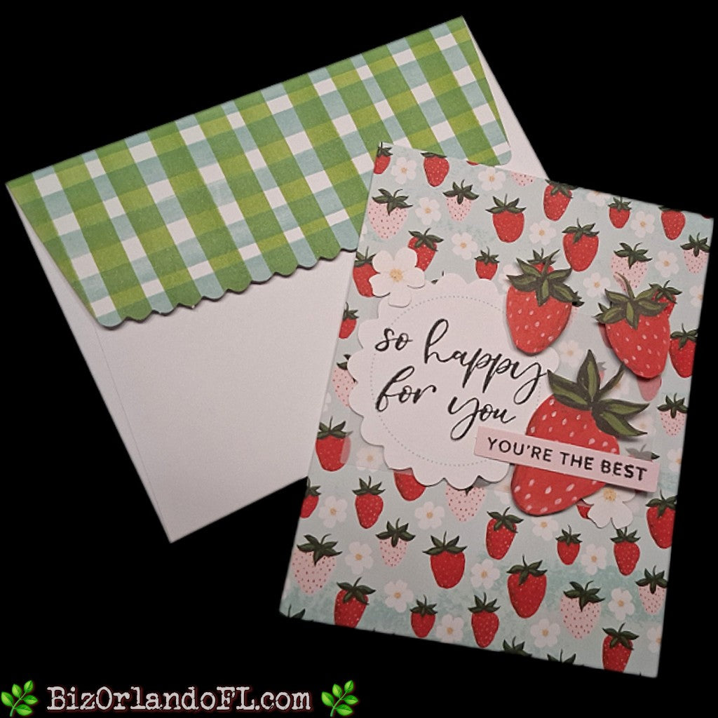 CONGRATS: So Happy For You -- You're The Best Handcrafted Greeting Card by Kathryn McHenry