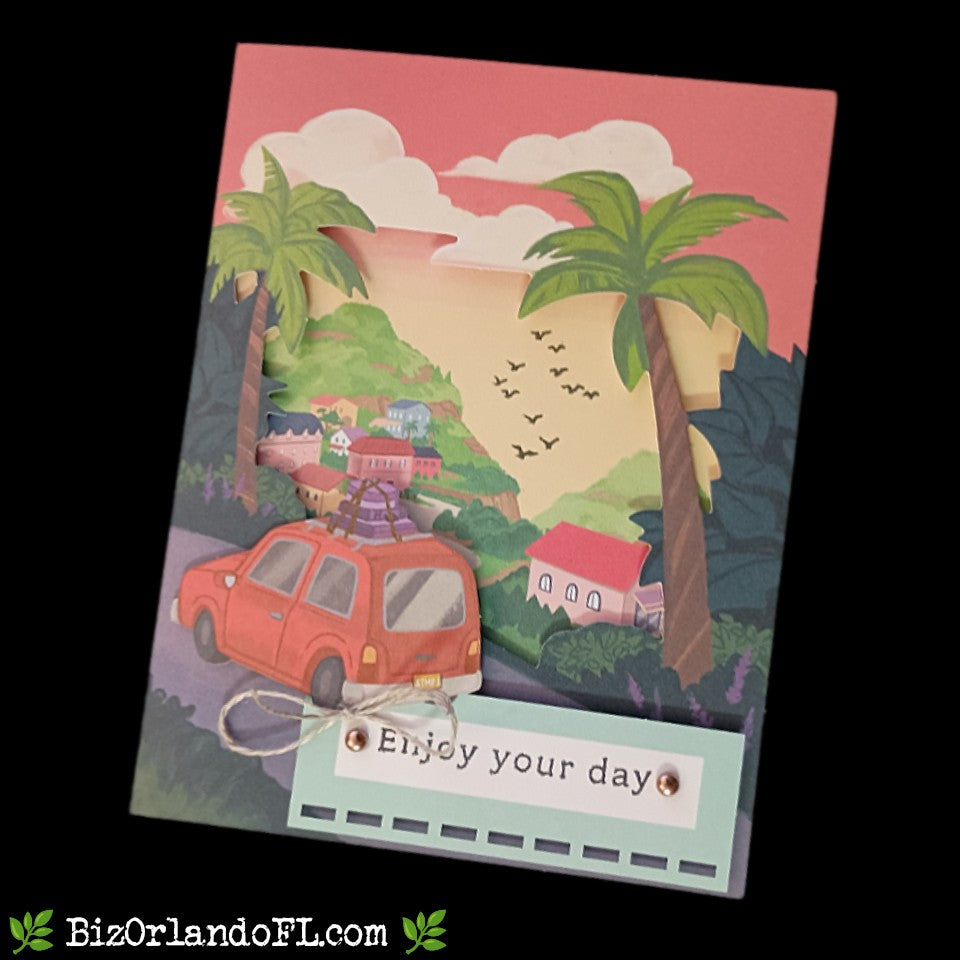 HELLO: Enjoy Your Day Handcrafted Greeting Card By Kathryn McHenry
