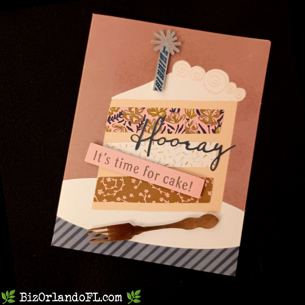 BIRTHDAY: Hooray -- It's Time To Eat Cake Handcrafted Greeting Card by Kathryn McHenry