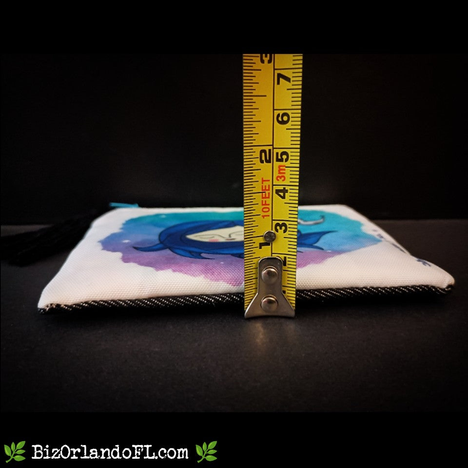 BOUTIQUE: Watercolor Design Coin Purse Small (Turquoise Floral Interior)