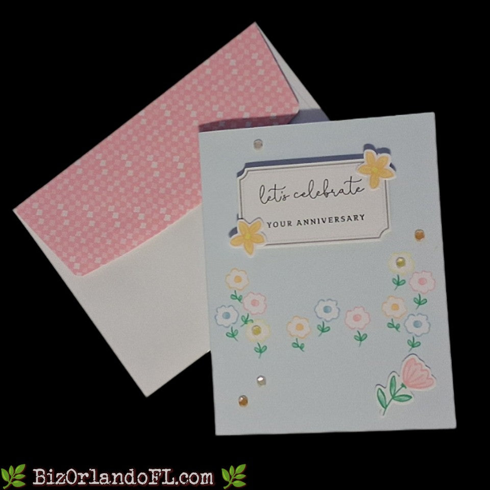 ANNIVERSARY: Let's Celebrate Your Anniversary Handcrafted Greeting Card by Kathryn McHenry