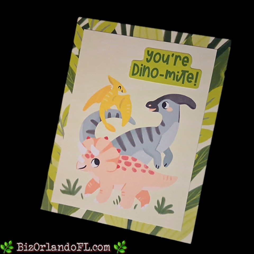 FRIENDSHIP: You're Dino-Mite Handcrafted Greeting Card by Kathryn McHenry (Pop-Up Card)
