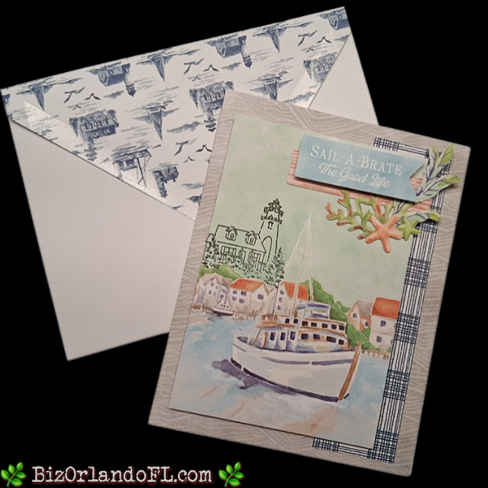 MAN CARDS: Sail-A-Brate The Good Life Handmade Greeting Card by Kathryn McHenry