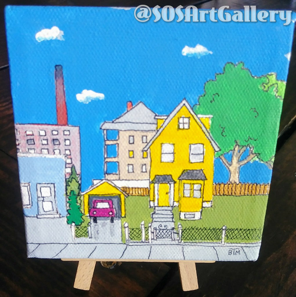 ARTWORK: Mixed Media Artwork With Easel by Local Artisan
