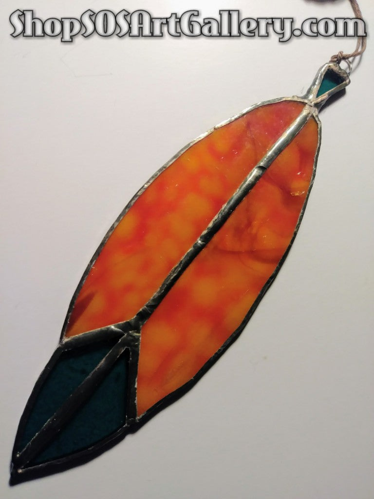 GLASS ART: Stained Glass Feather by Local Artisan *