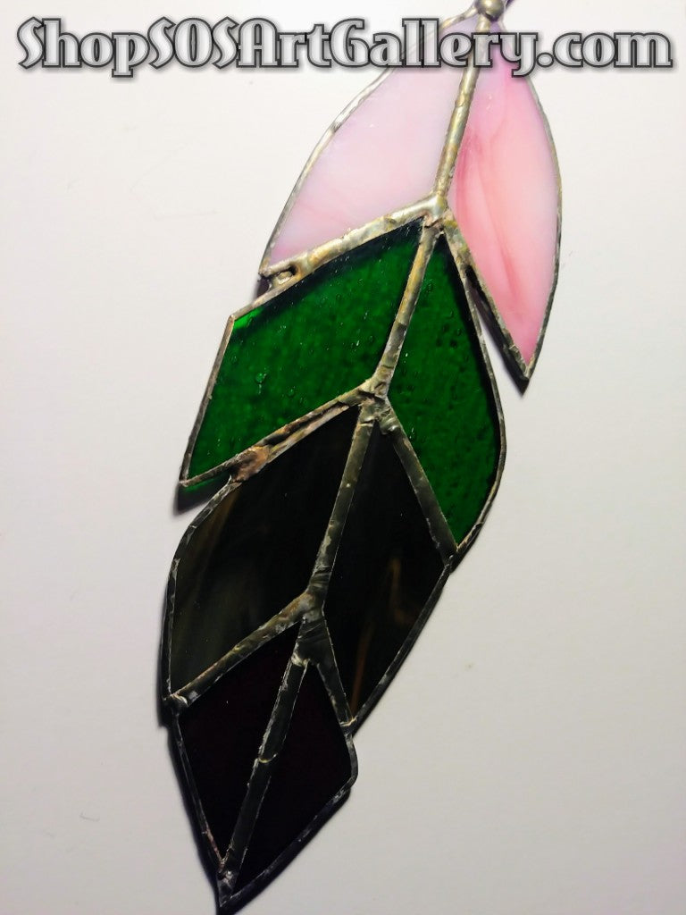 GLASS ART: Stained Glass Feather by Local Artisan *