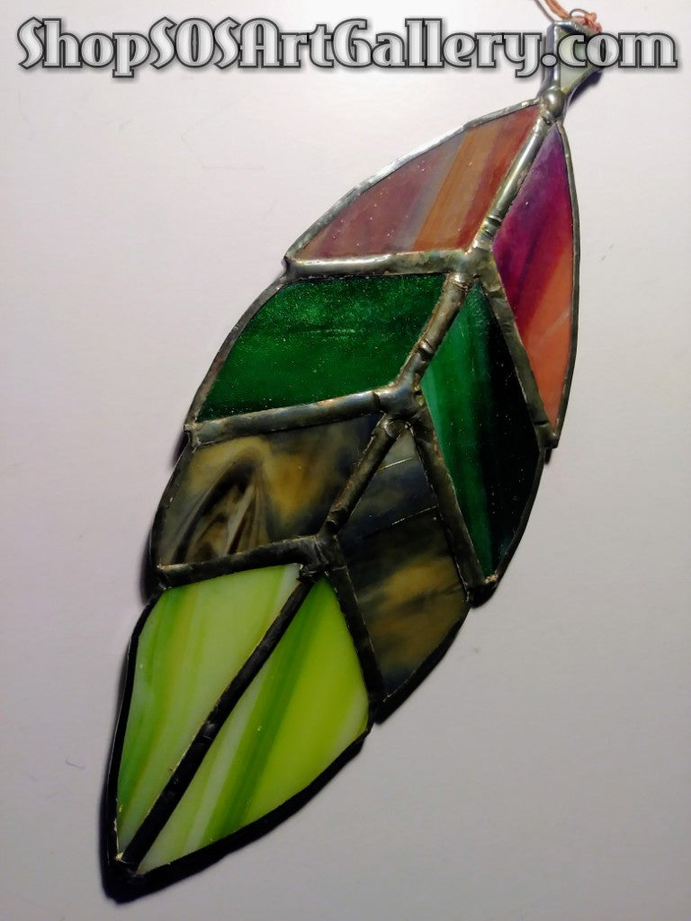 GLASS ART: Stained Glass Feather by Local Artisan *