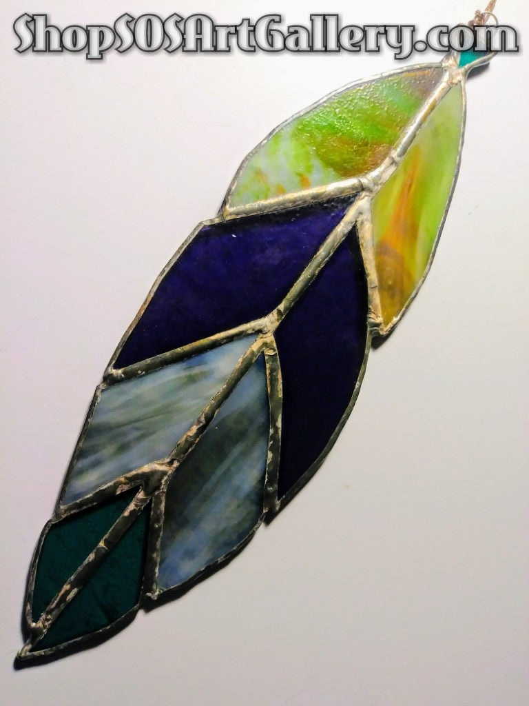 GLASS ART: Stained Glass Feather by Local Artisan *
