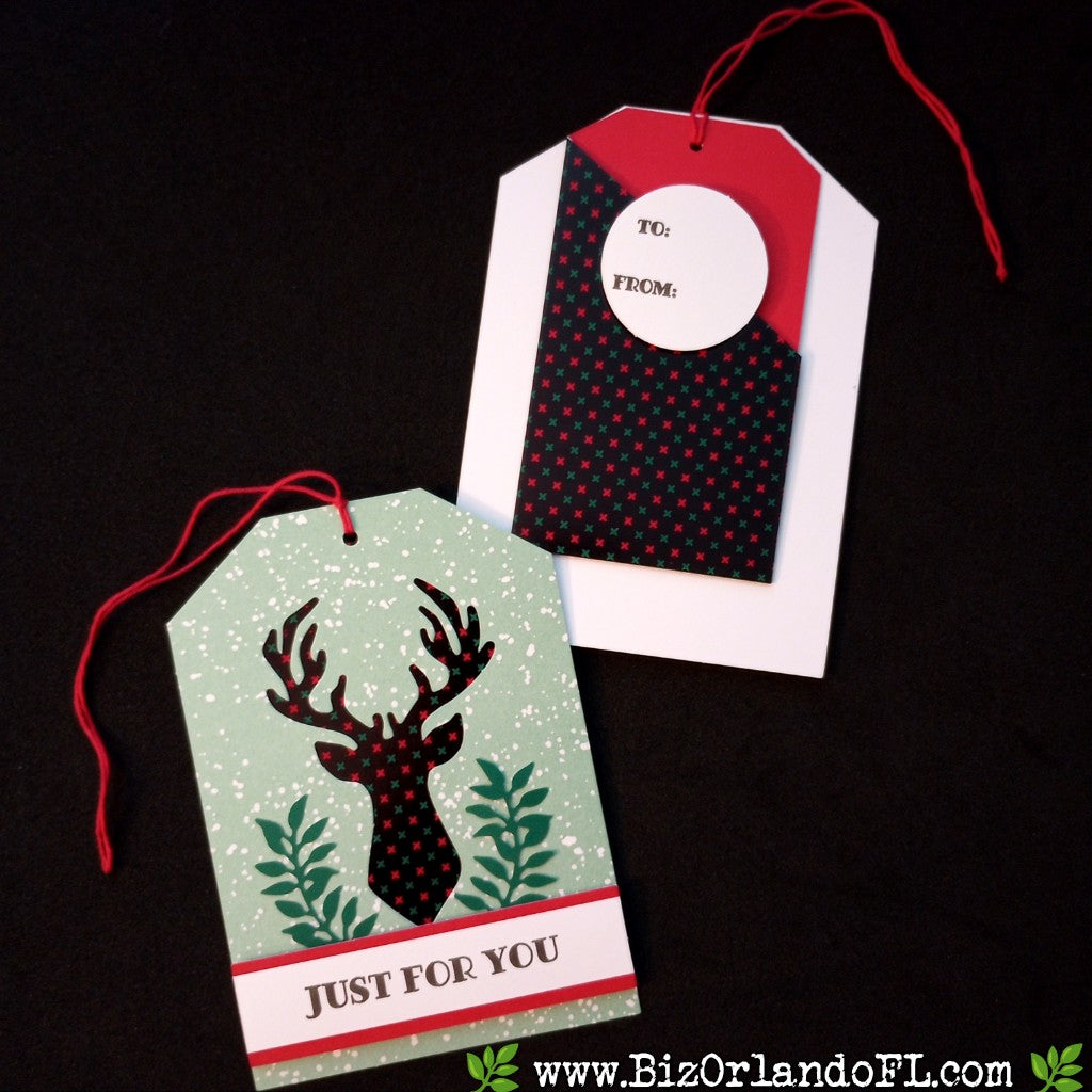 HOLIDAY: Just For You Handstamped & Embellished Gift Tag / Gift Card Holder by Kathryn McHenry