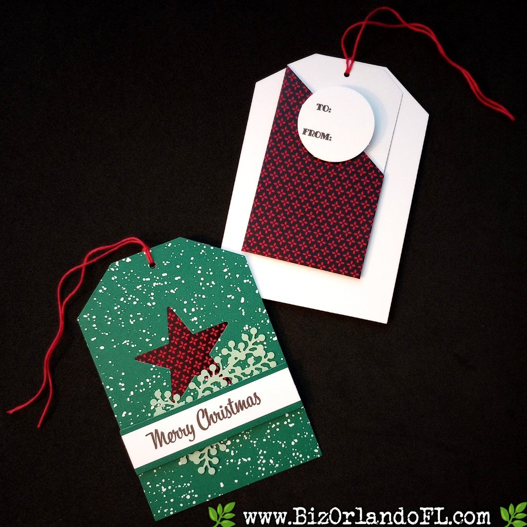 HOLIDAY: Merry Christmas Handstamped & Embellished Gift Tag / Gift Card Holder by Kathryn McHenry