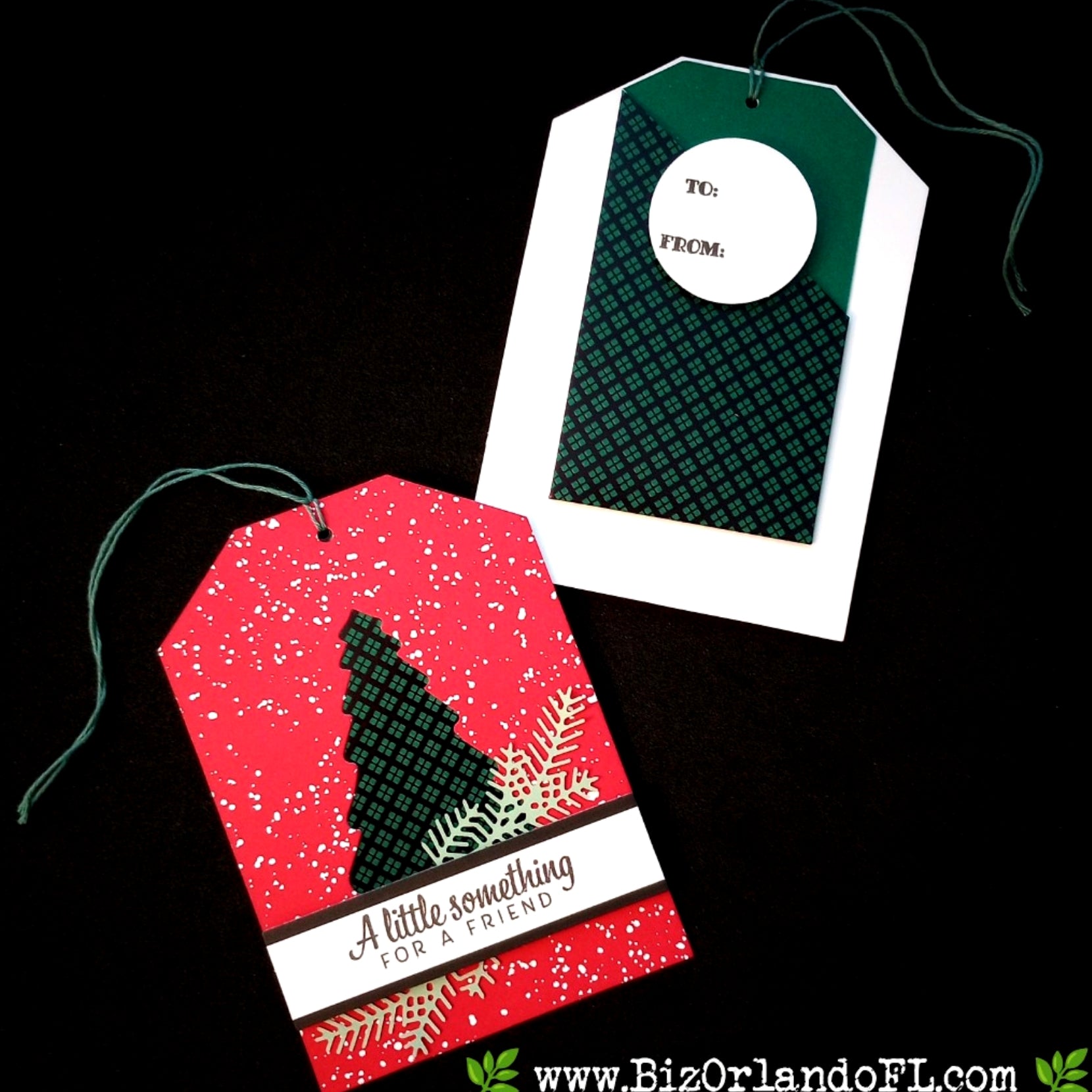 HOLIDAY: A Little Something For A Friend Handstamped & Embellished Gift Tag / Gift Card Holder by Kathryn McHenry