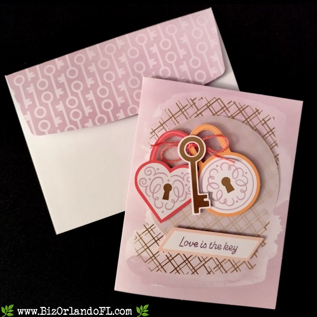 LOVE / ROMANCE: Love Is The Key Handmade Greeting Card by Kathryn McHenry