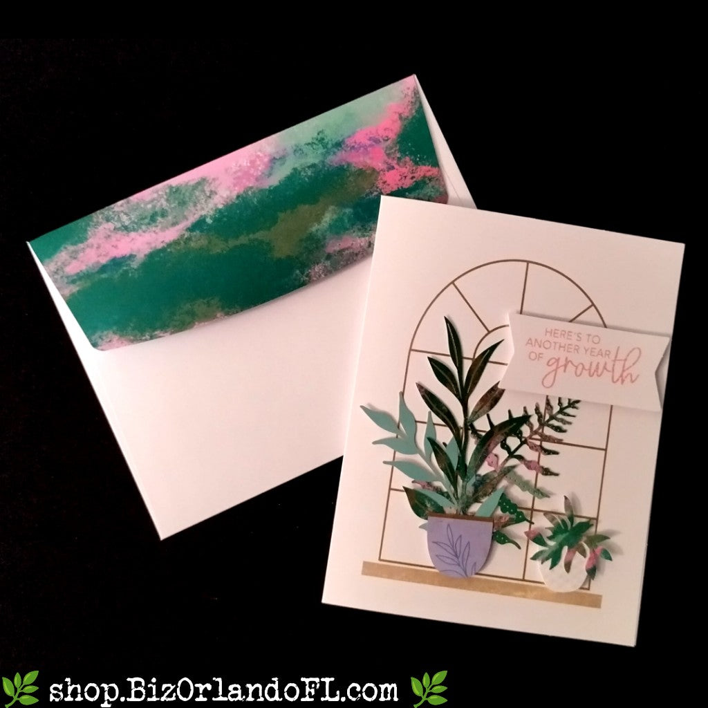 ENCOURAGEMENT: Here's To Another Year Of Growth Handcrafted Greeting Card by Kathryn McHenry