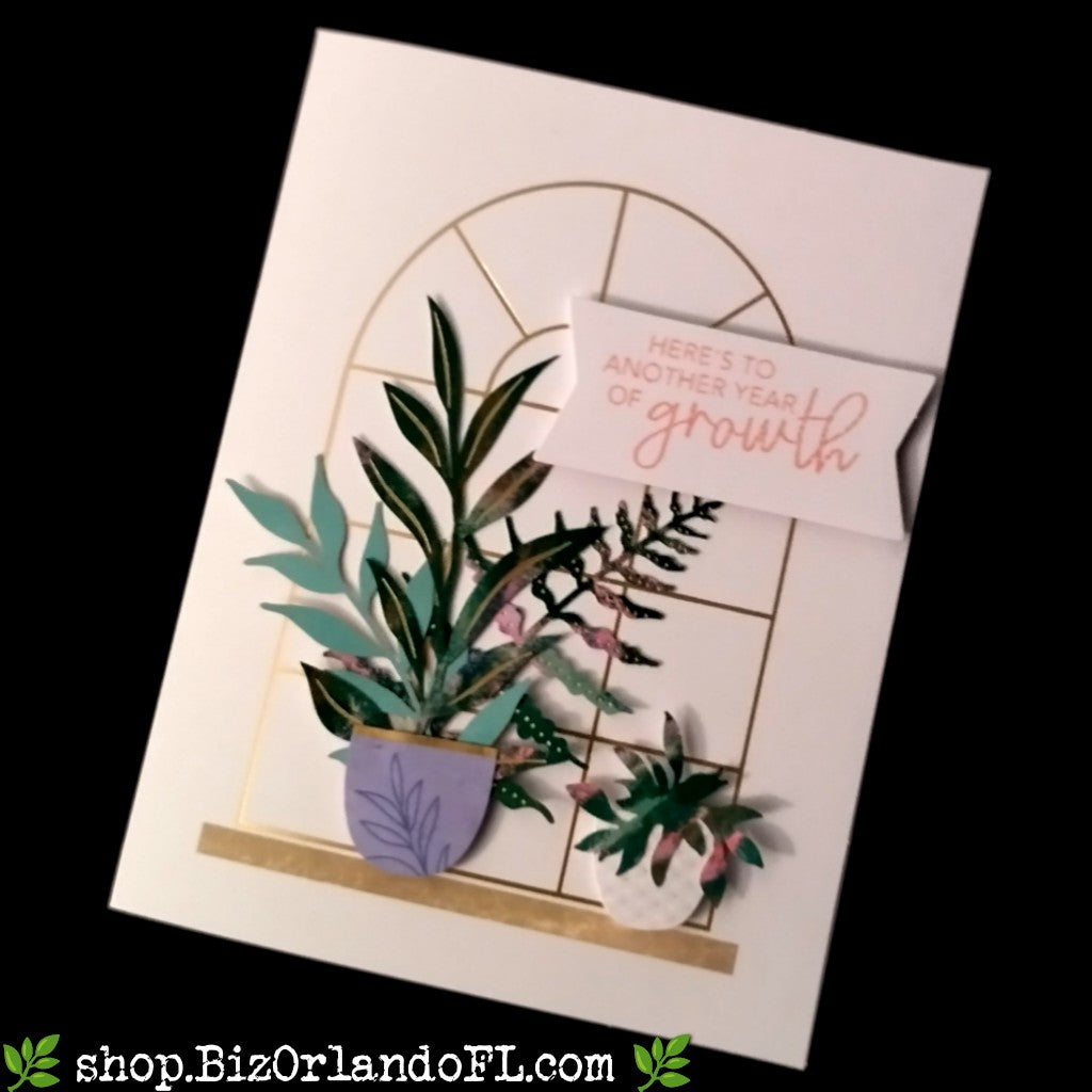 ENCOURAGEMENT: Here's To Another Year Of Growth Handcrafted Greeting Card by Kathryn McHenry