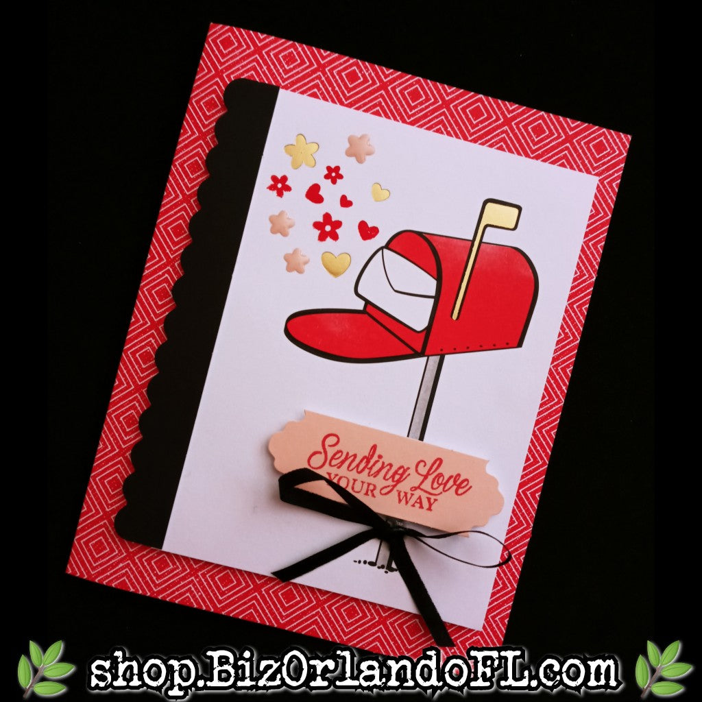 LOVE / ROMANCE: Sending Love Your Way Handmade Greeting Card by Kathryn McHenry