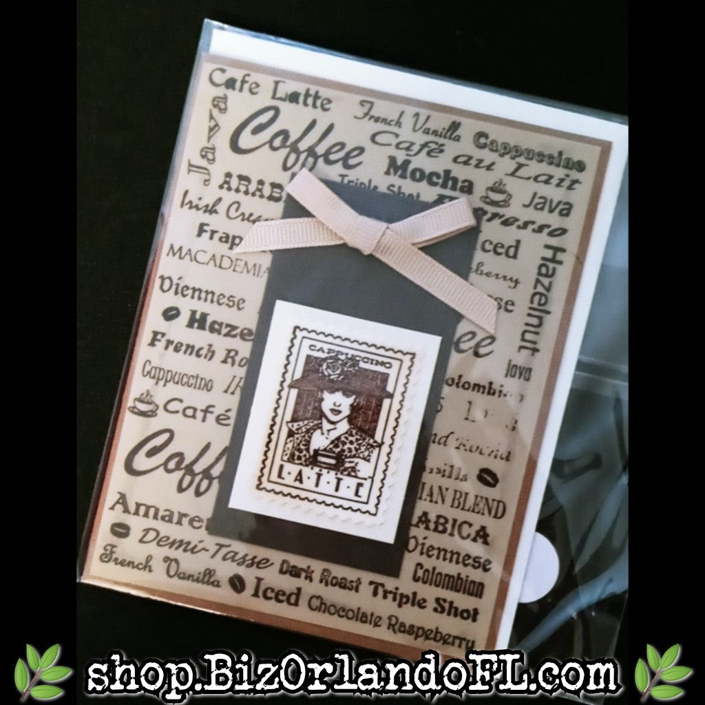 ALL OCCASION: Cappacino Latte Handmade Greeting Card by Local Artisan