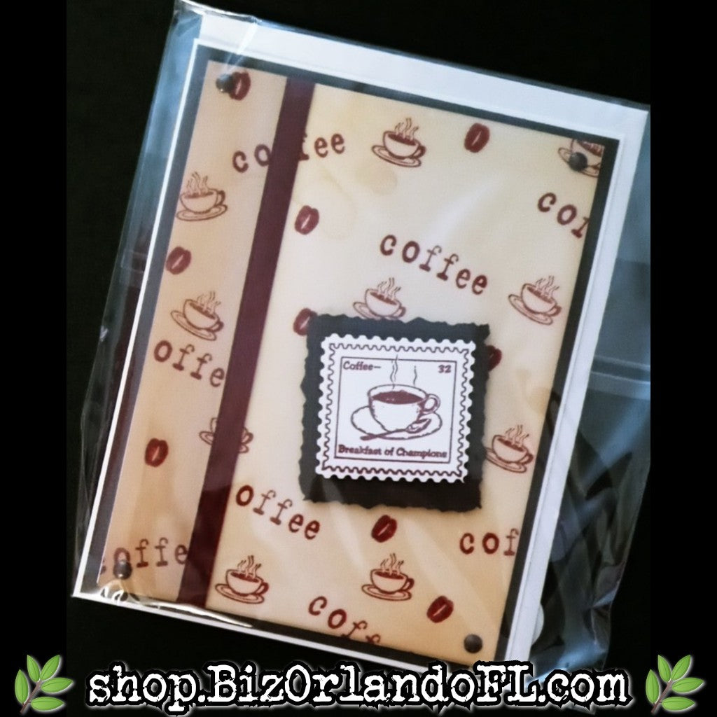 ALL OCCASION: Coffee -- Breakfast Of Champions Handmade Greeting Card by Local Artisan