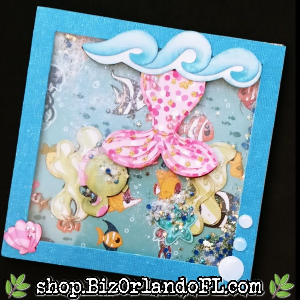 ALL OCCASION: Mermaid Theme Handmade Shaker Card by Local Artisan