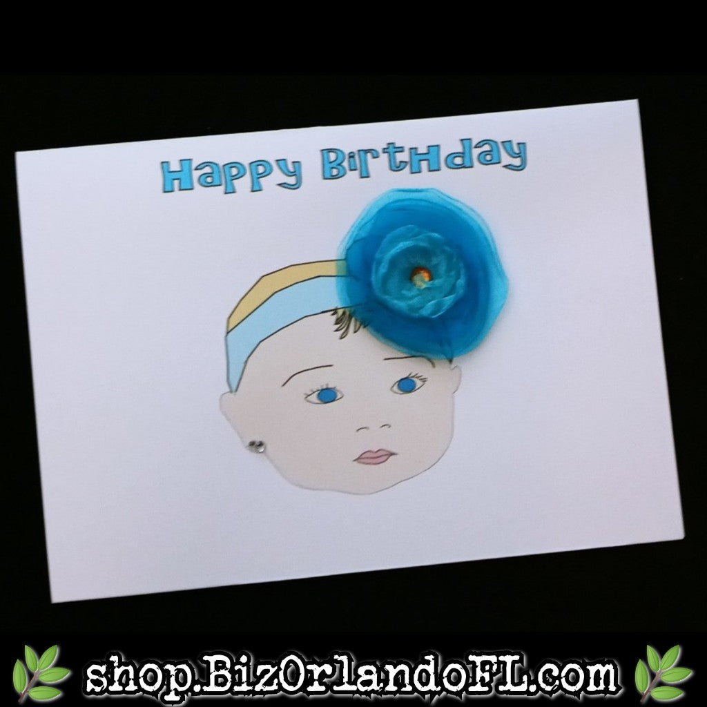 BABY: Happy Birthday Handmade Greeting Card by Local Artisan