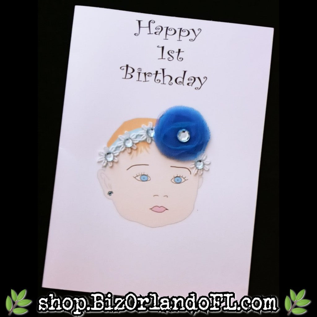 BABY: Happy 1st Birthday Handmade Greeting Card by Local Artisan