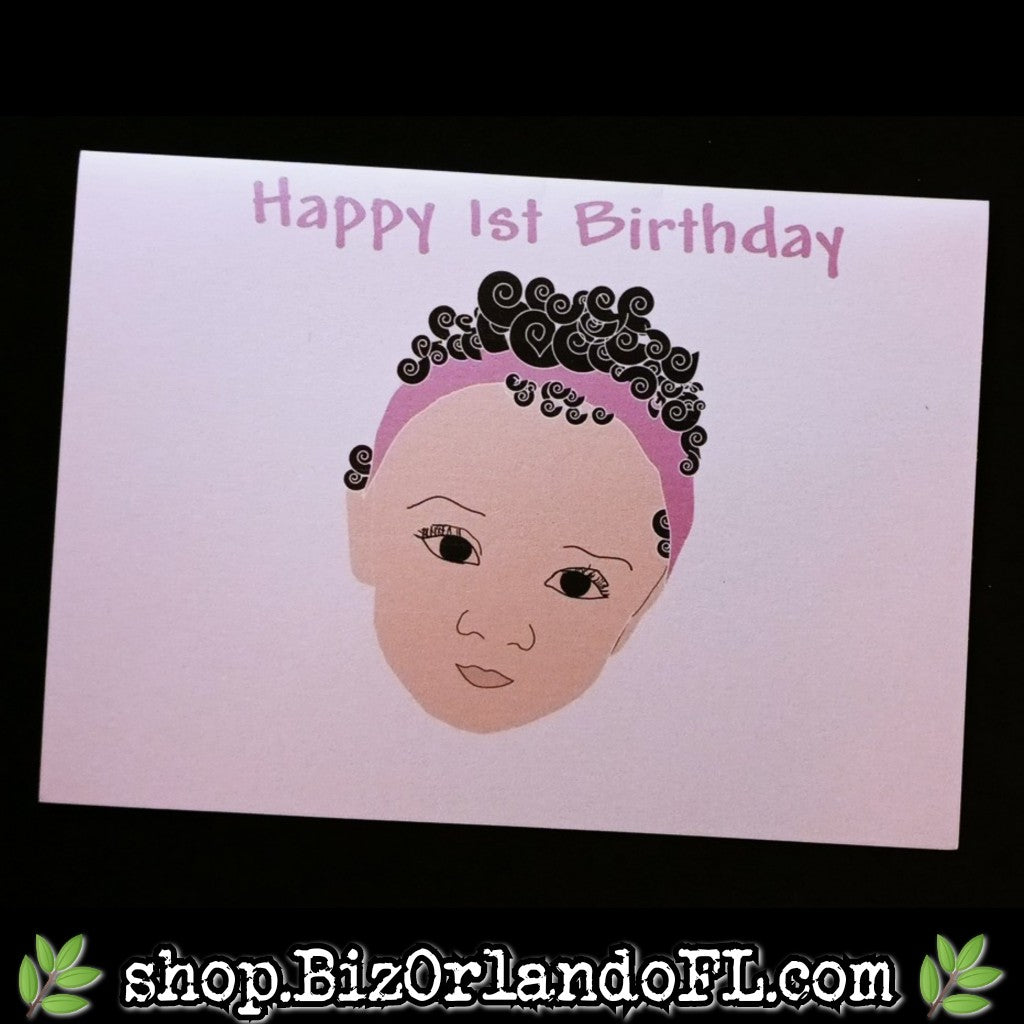 BABY: Happy 1st Birthday Handmade Greeting Card by Local Artisan