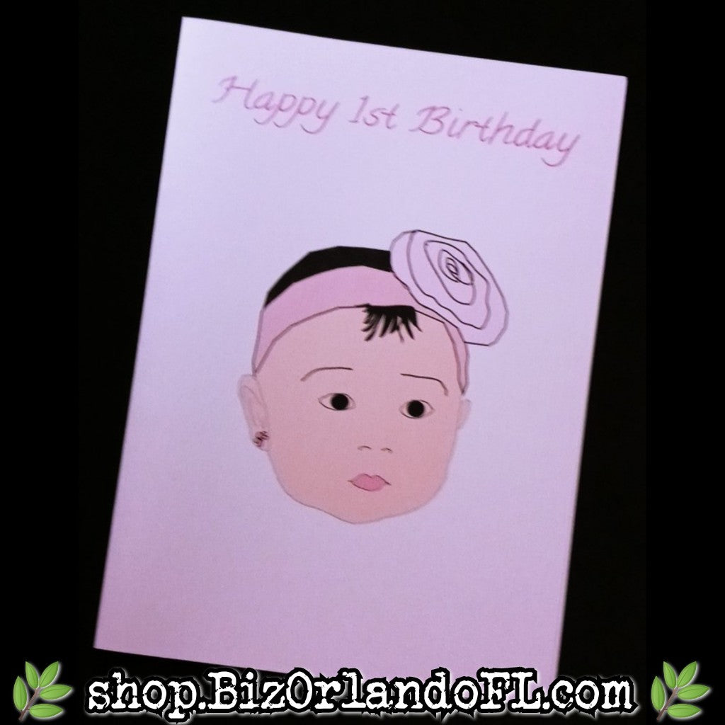 BABY: Happy 1st Birthday Handmade Greeting Card by Local Artisan