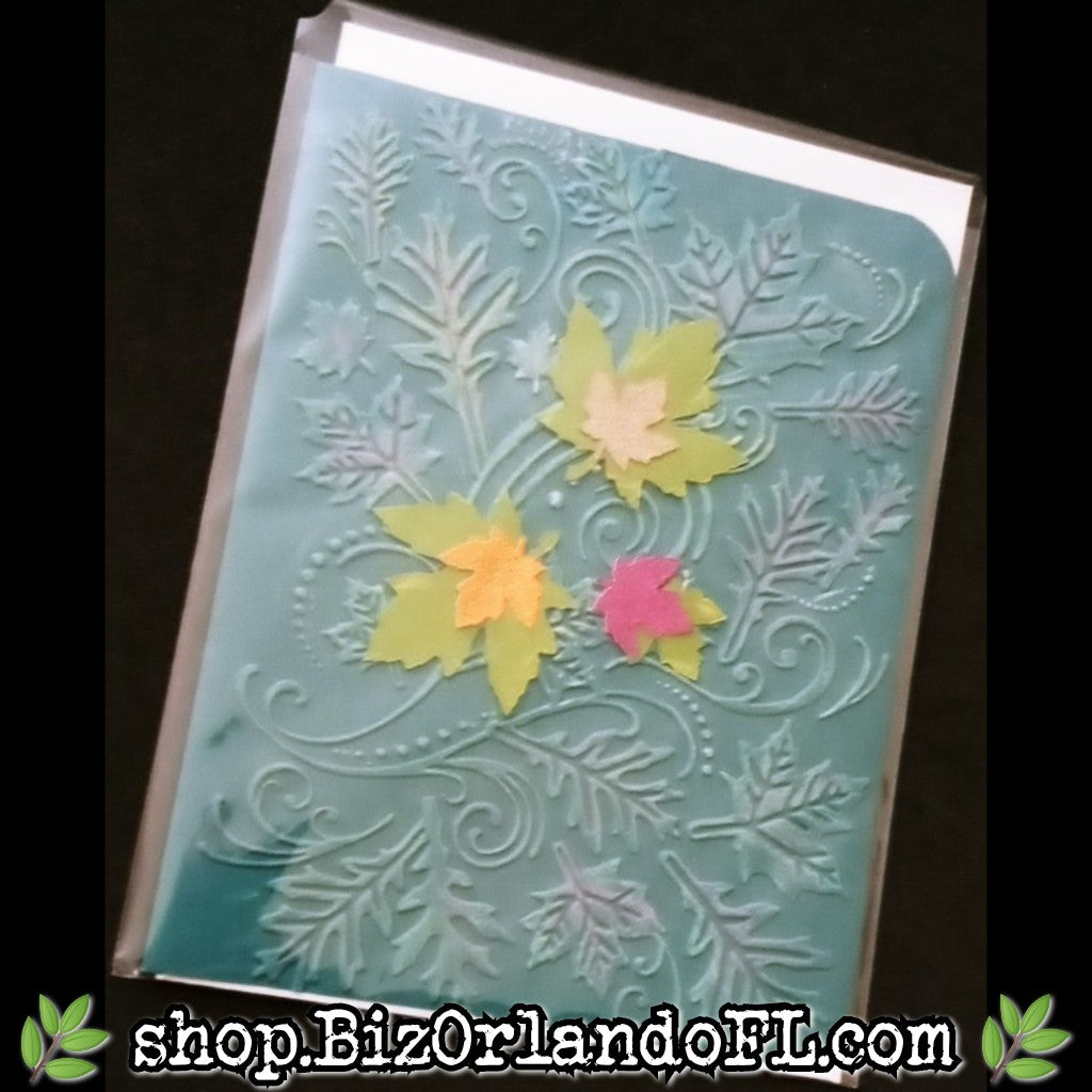 ALL OCCASION: Fall Theme (Teal) Handmade Greeting Card by Local Artisan