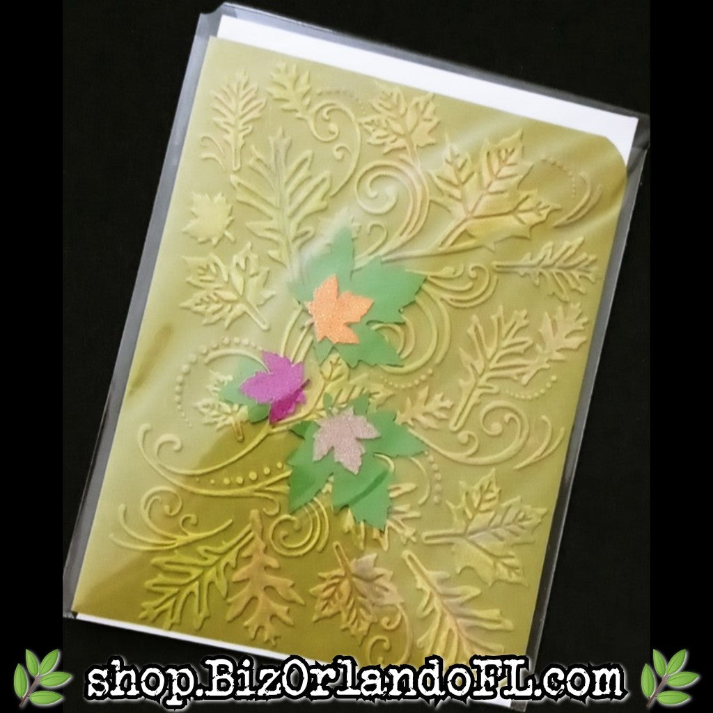 ALL OCCASION: Fall Theme (Green) Handmade Greeting Card by Local Artisan