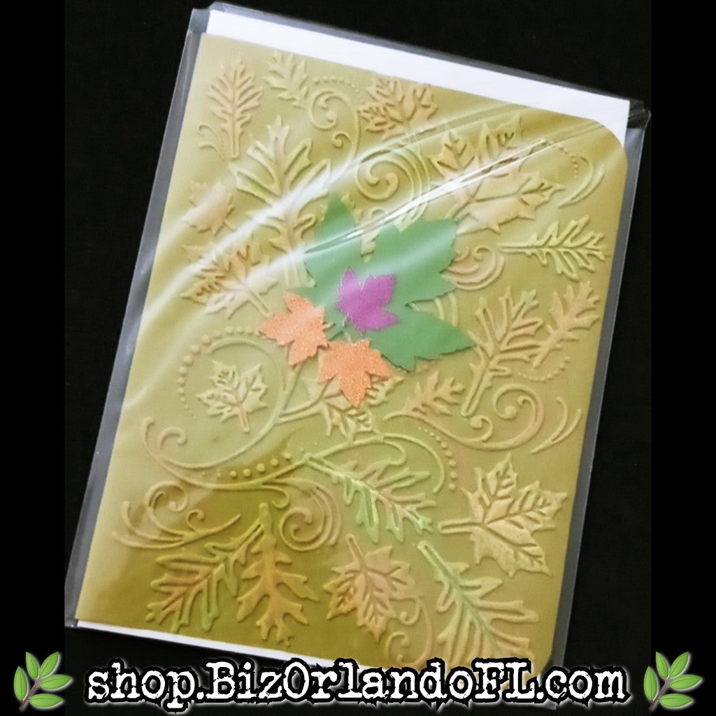 ALL OCCASION: Fall Theme (Green) Handmade Greeting Card by Local Artisan